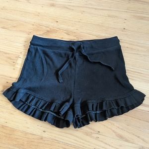 Zara Black Ribbed Ruffle Hem Booty Shorts -  Size M